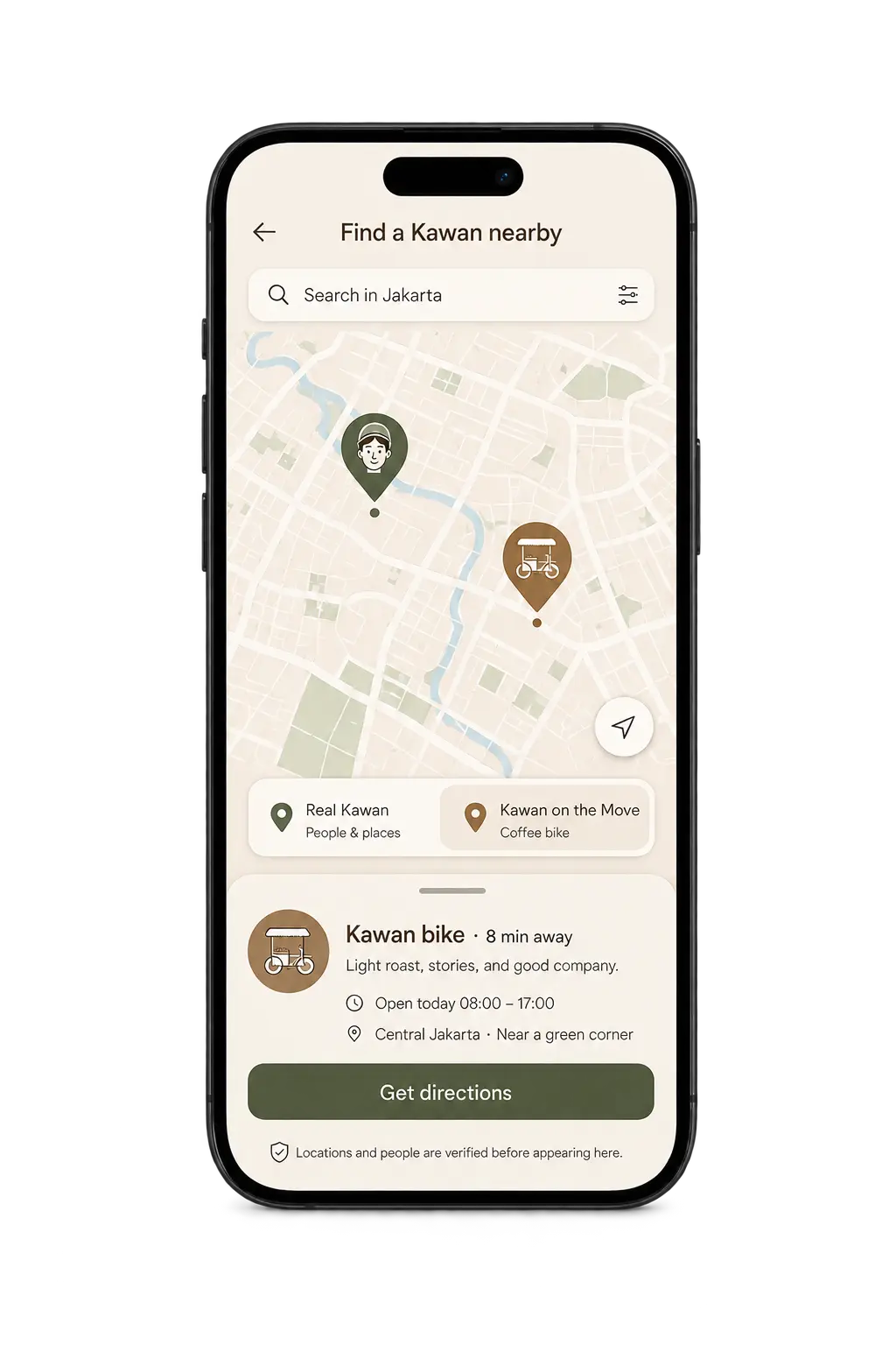 Kawan App map for finding a nearby Kawan
