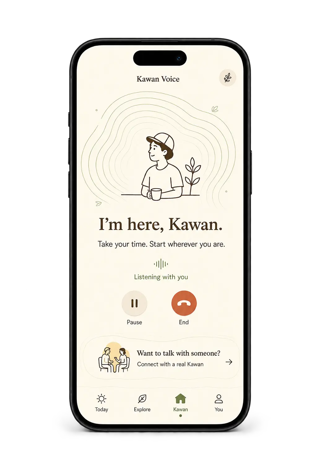 Kawan App voice companion screen